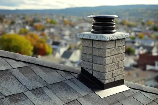 Masonry chimney with a protective cap on a Dublin roof